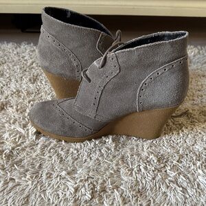 MIA Gray Suede Lace-Up Ankle Boots